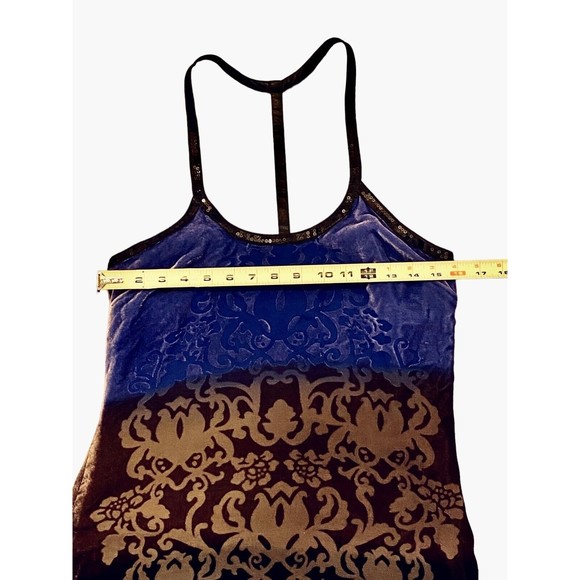 Free People Velvet Purple Ombre Forbidden Ivy FleurDeLis T-Strap Dress Size 4 - Picture 12 of 15